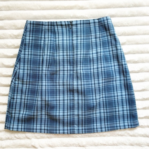 Brandy Melville A-Line Mini Skirt Blue Plaid - Picture 10 of 10